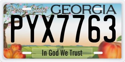 GA license plate PYX7763