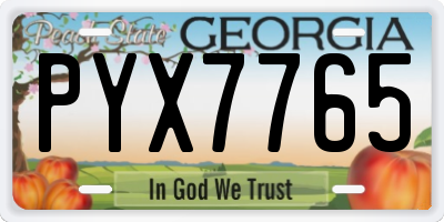 GA license plate PYX7765
