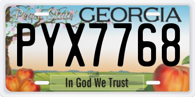 GA license plate PYX7768