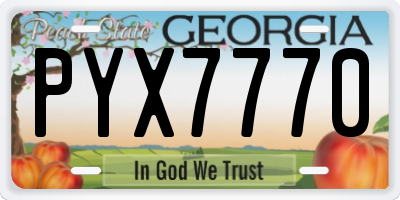GA license plate PYX7770