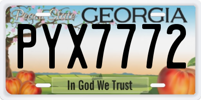 GA license plate PYX7772