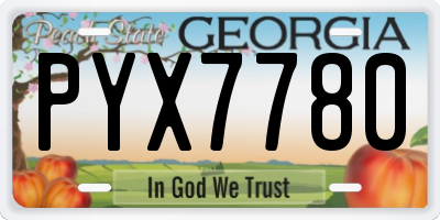 GA license plate PYX7780