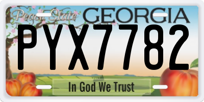 GA license plate PYX7782