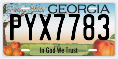 GA license plate PYX7783