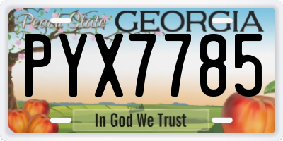 GA license plate PYX7785