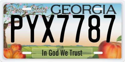 GA license plate PYX7787