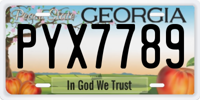 GA license plate PYX7789