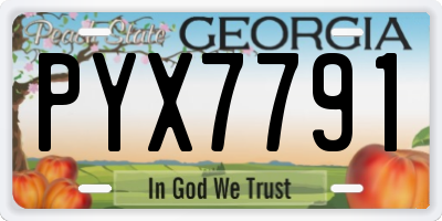 GA license plate PYX7791