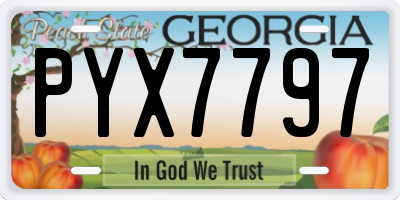 GA license plate PYX7797