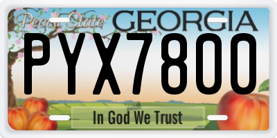 GA license plate PYX7800