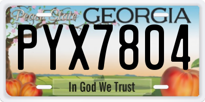 GA license plate PYX7804