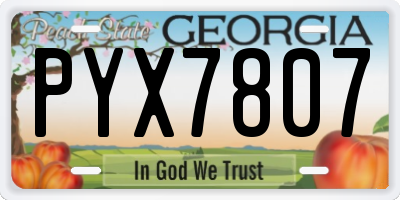 GA license plate PYX7807