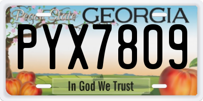 GA license plate PYX7809