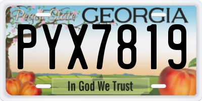 GA license plate PYX7819