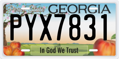 GA license plate PYX7831
