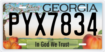 GA license plate PYX7834
