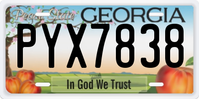 GA license plate PYX7838