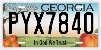 GA license plate PYX7840