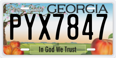 GA license plate PYX7847