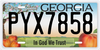 GA license plate PYX7858
