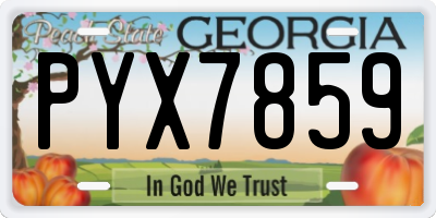 GA license plate PYX7859