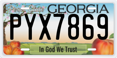 GA license plate PYX7869