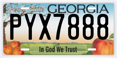 GA license plate PYX7888