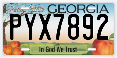 GA license plate PYX7892