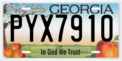 GA license plate PYX7910