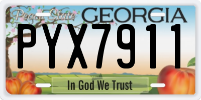GA license plate PYX7911