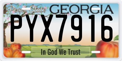 GA license plate PYX7916