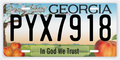 GA license plate PYX7918