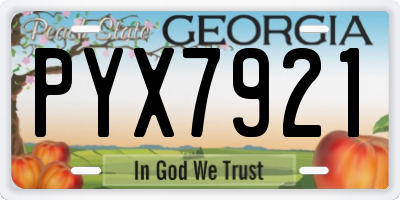 GA license plate PYX7921