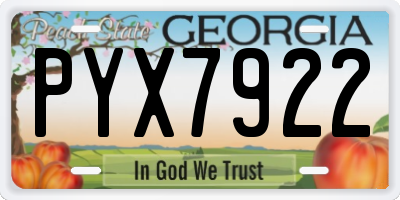 GA license plate PYX7922