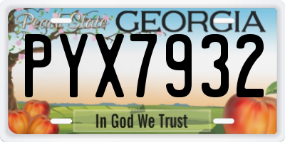 GA license plate PYX7932