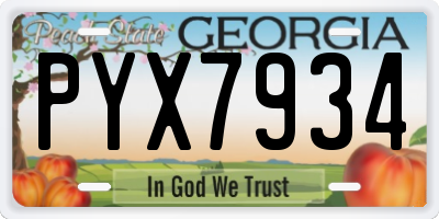 GA license plate PYX7934