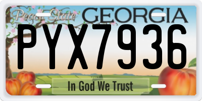 GA license plate PYX7936