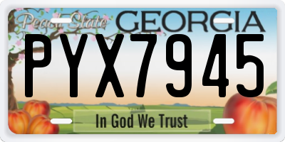 GA license plate PYX7945