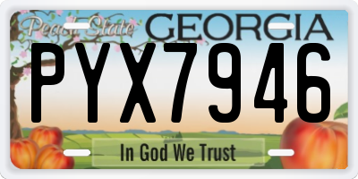 GA license plate PYX7946