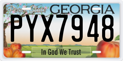 GA license plate PYX7948