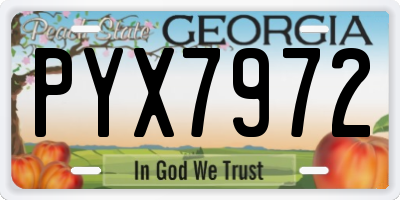 GA license plate PYX7972