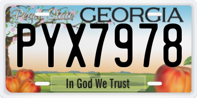 GA license plate PYX7978