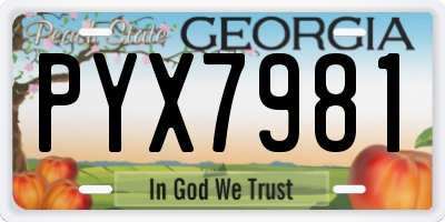 GA license plate PYX7981
