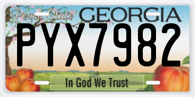 GA license plate PYX7982