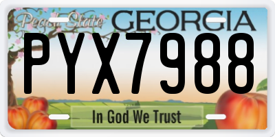 GA license plate PYX7988