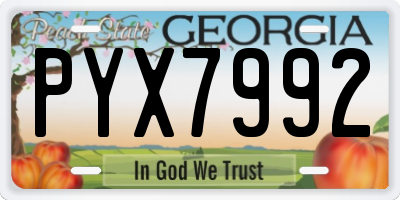 GA license plate PYX7992