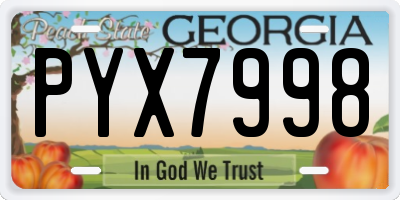 GA license plate PYX7998