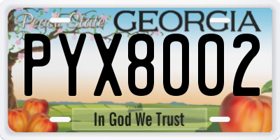 GA license plate PYX8002
