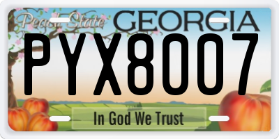 GA license plate PYX8007