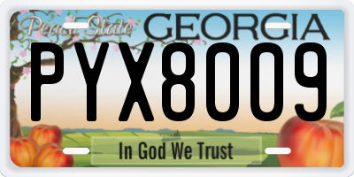 GA license plate PYX8009